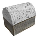 Mini Boîte fleurie argentée en bois blanc et argent
