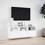 vidaXL Meuble TV mural avec lumières LED blanc 130x31x45 cm