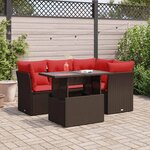 vidaXL Salon de jardin avec coussins 5Pièces marron résine tressée acacia