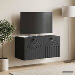vidaXL Meuble TV mural Noir 59 5 x 31 x 30 cm Bois d'ingénierie