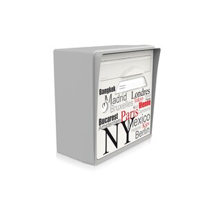 Boîte aux lettres compacte gris souris – "Capitales du monde" – fabriquée en France – en résine – ne rouille pas – porte interchangeable