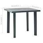 vidaXL Table de jardin Vert 80x75x72 cm Plastique