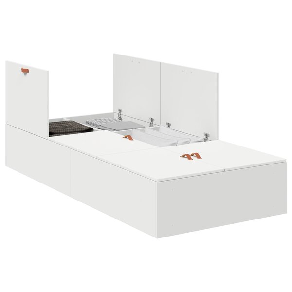 Cadre de lit de rangement vidaXL Blanc 75x190 cm