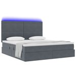 vidaXL Lit de rangement LED avec matelas Gris foncé 160 x 200 cm