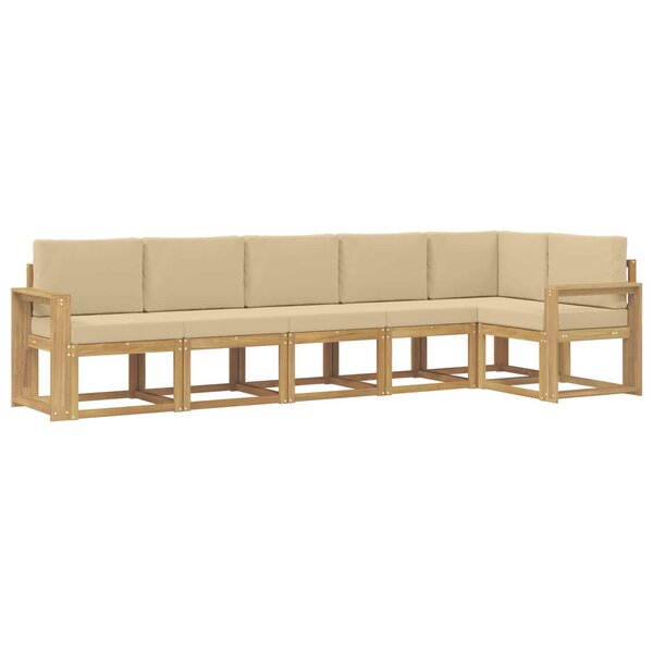 vidaXL Ensemble de canapés d'extérieur 6 pc Blanc et Beige Polyester