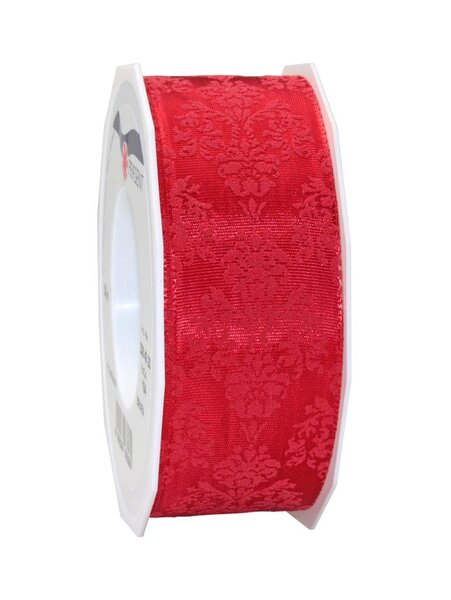 Ruban ornamenté laitonné brixen 20-m-rouleau 40 mm rouge