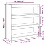 vidaXL Meuble de rangement /Séparateur de pièce - Bois rustique - 100x30x103cm - Bois d'ingénierie