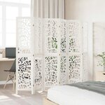 vidaXL Cloison de séparation 6 panneaux blanc bois de paulownia massif