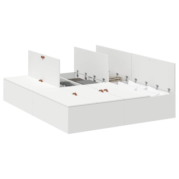 vidaXL Cadre de lit avec rangement avec stockage Blanc 140 x 200 cm