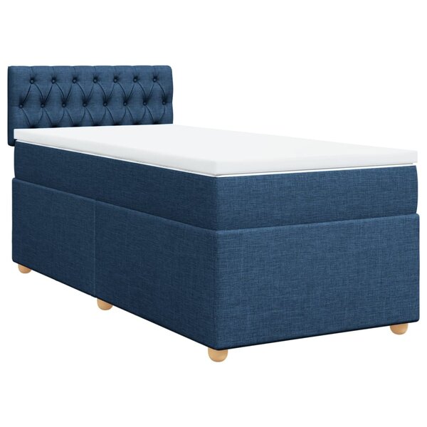 vidaXL Sommier à lattes de lit avec matelas Bleu 100x200 cm Tissu