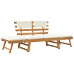 vidaXL Banc de jardin avec coussins 2-en-1 190 cm Bois d'acacia massif