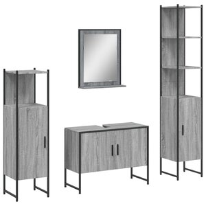 vidaXL Ensemble d'armoires de salle de bain 4 Pièces sonoma gris