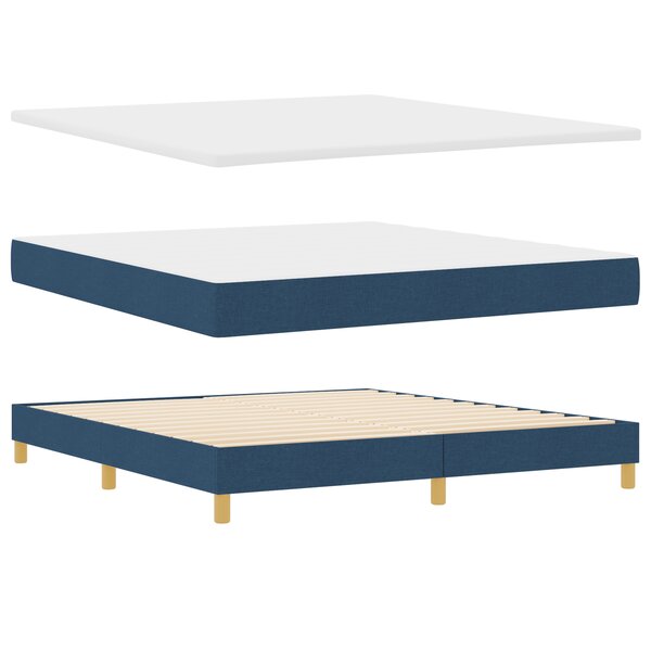 vidaXL Lit à ressort avec matelas bleu  180 x 200 cm  en tissu.