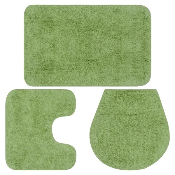 vidaXL Jeu de tapis de salle de bain 3 Pièces Tissu Vert