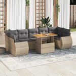 vidaXL Salon de jardin avec coussins 8 Pièces beige résine tressée