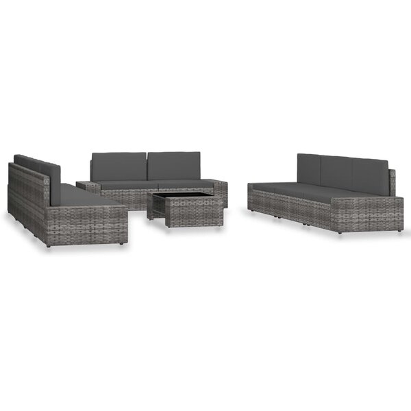 vidaXL Salon de jardin 10 Pièces Résine tressée Gris