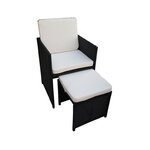 Ensemble repas de jardin encastrable 8 personnes- table 225x110cm +8 fauteuils résine tressée +4 poufs- Bois Acacia FSC - BOTANICA