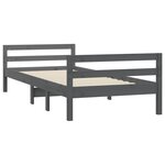 vidaXL Cadre de lit Gris 90x200 cm Bois de pin massif