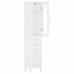 vidaXL Buffet haut Blanc brillant 34 5x34x180 cm Bois d'ingénierie