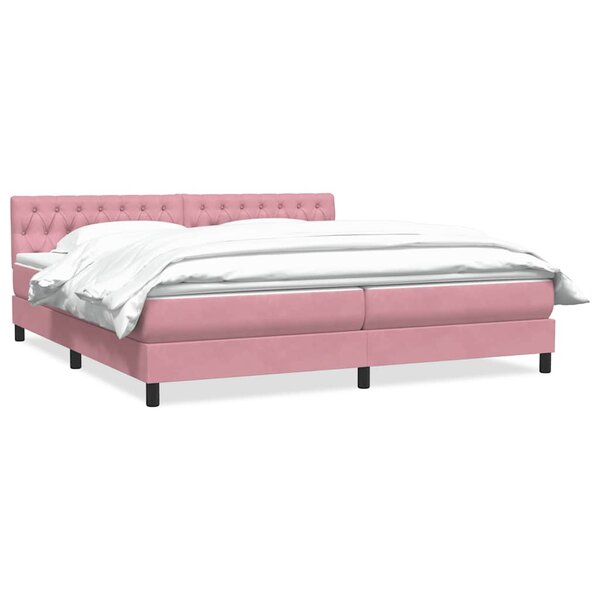 vidaXL Sommier à lattes de lit avec matelas rose 180x210 cm velours