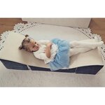 Pouf dépliant  fauteuil 3 en 1: pouf  chaise longue  table pour enfants rouge