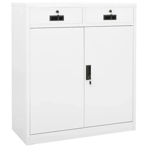 Armoire de bureau rangement durable avec 2 étagères réglables 90 x 40 x 102 cm en acier blanc 02_0046907