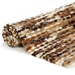 Vidaxl tapis à poils cuir véritable 80x150 cm marron/blanc