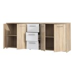 FINLANDEK Buffet bas - Décor chene sonoma et blanc mat - Contemporain - PILVI - L 179 cm