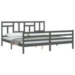 vidaXL Cadre de lit avec tête de lit gris 200x200 cm bois massif