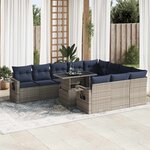 vidaXL Ensemble de canapés de jardin 11 Pièces et coussins rotin acacia