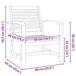 vidaXL Chaises de jardin 2 Pièces Naturel 60 x 65 x 76.5 cm