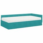 vidaXL Cadre de lit d'angle avec matelas Autre 2 Pièces Turquoise Velours