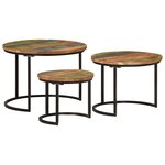 vidaXL Tables gigognes 3 Pièces bois massif de récupération