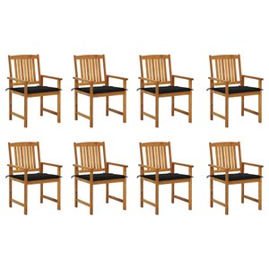 vidaXL Chaises de jardin avec coussins lot de 8 Bois d'acacia solide