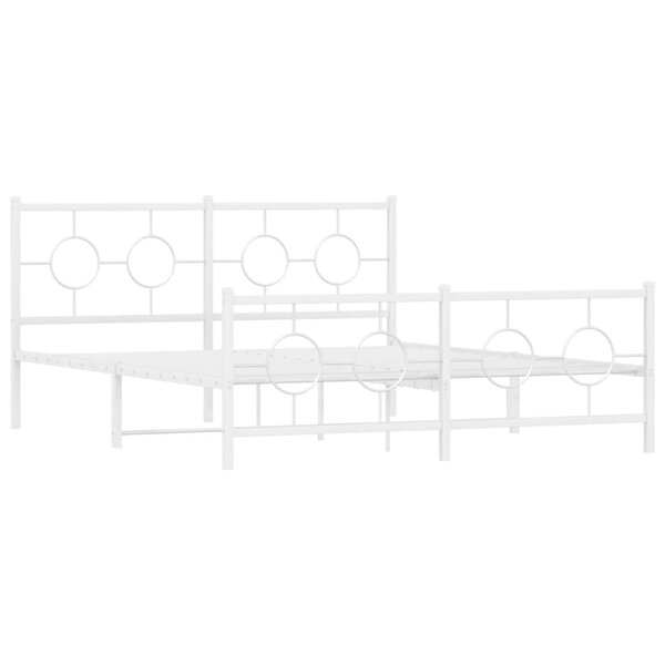 vidaXL Cadre de lit métal avec tête de lit/pied de lit blanc 150x200cm