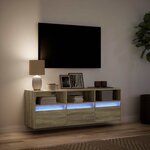 vidaXL Meuble TV mural avec lumières LED chêne sonoma 130x31x45 cm