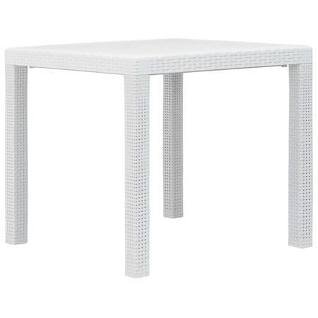 vidaXL Table de jardin Blanc 79x79x72 cm Plastique Aspect de rotin