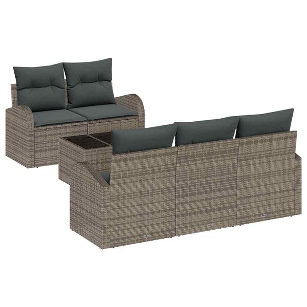 vidaXL Ensemble de canapé de jardin 6 Pièces Gris 55 x 55 x 37 cm