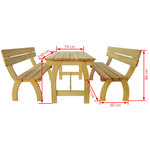 vidaXL Table de brasserie avec 2 banquettes Pinède imprégnée