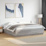 vidaXL Cadre de lit avec lumières LED sonoma gris 200x200 cm