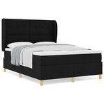 vidaXL Lit à ressorts avec matelas noir 140x200 cm en tissu
