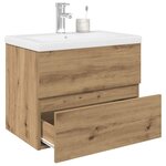 vidaXL Meuble lavabo avec bassin et robinet intégrés chêne artisanal