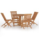 vidaXL Mobilier à dîner d'extérieur pliable 5 Pièces Bois solide de teck