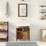 Ensemble de mobilier de salle de bain 2 pièces en bois ancien et en bois d'ingénierie