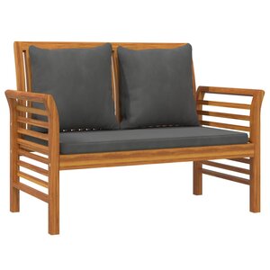 vidaXL Banc de canapé avec coussins gris foncé Bois d'acacia solide