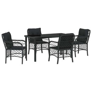 vidaXL Ensemble de salle à manger pour jardin 5 Pièces Noir polyrotin
