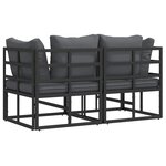 vidaXL Mobilier de jardin avec coussin 2 Pièces Noir Aluminium