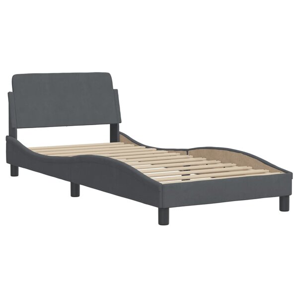 vidaXL Cadre de lit avec tête de lit Gris foncé 90x190 cm Velours