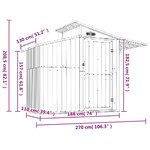 vidaXL Abri de jardin Anthracite 270x130x208 5 cm Acier galvanisé