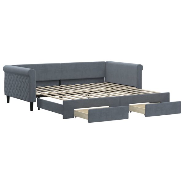 vidaXL Lit de jour avec gigogne et tiroirs sans matelas 100x200 cm